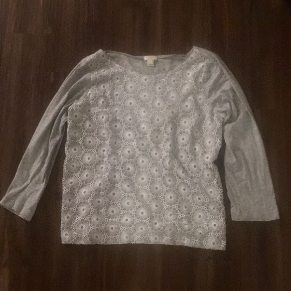 J. Crew Tops - J.Crew grey lace t-shirt